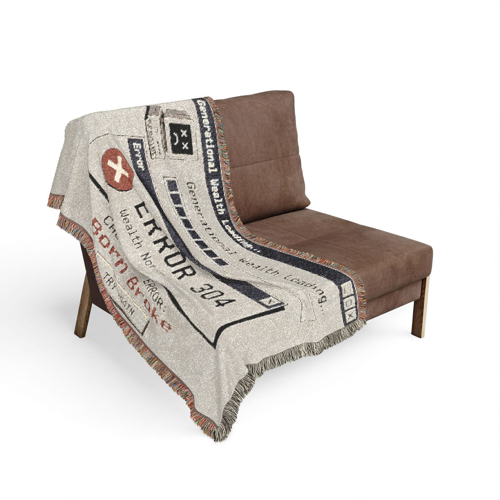 Generational Wealth Loading Blanket Funny Woven Throw, Retro Error Meme Blanket, Dark Humor Gift