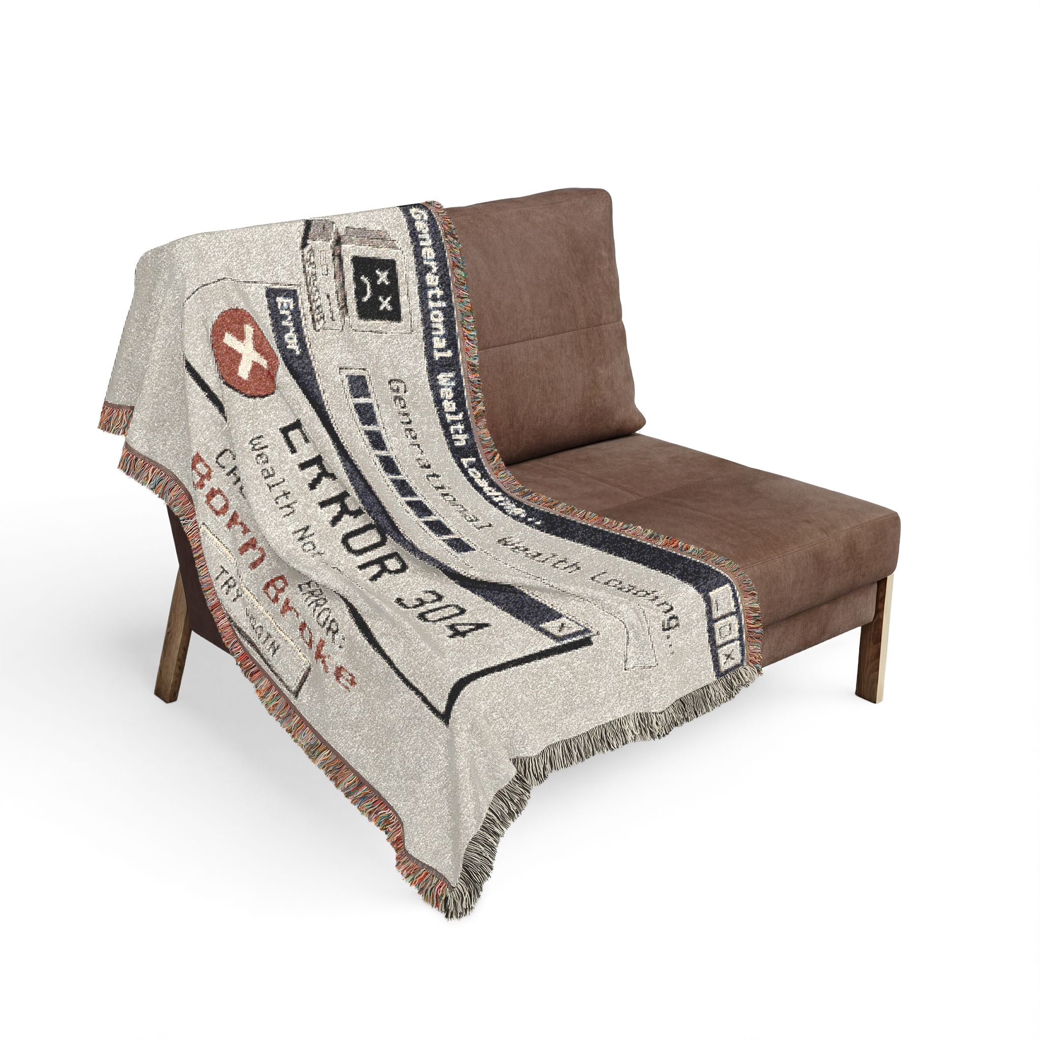 Generational Wealth Loading Blanket Funny Woven Throw, Retro Error Meme Blanket, Dark Humor Gift