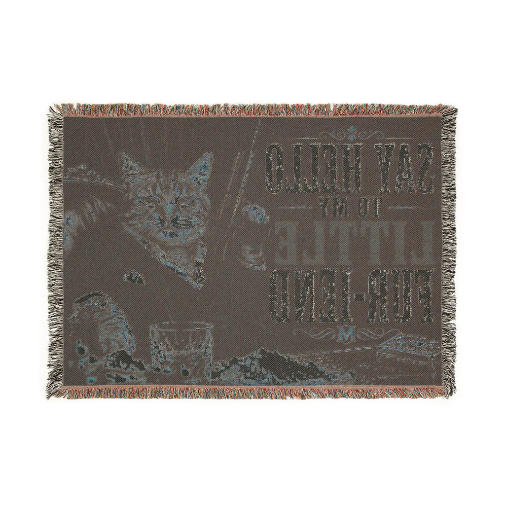 Funny Cat Woven Blanket, Gangster Cat Blanket, Meme Throw Blanket, Say Hello To My Little Fur-iend Gift
