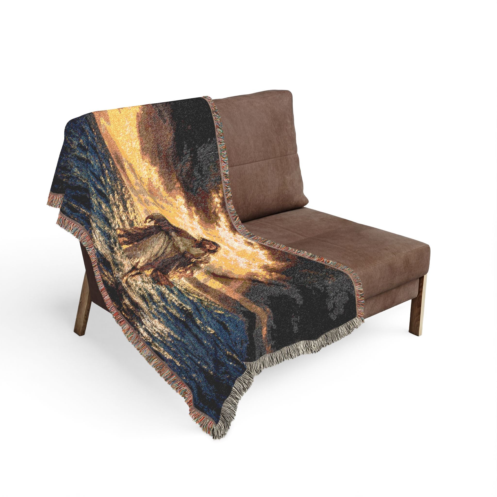 Walking on Water Jesus Woven Blanket | Religious Christian Scripture Throw