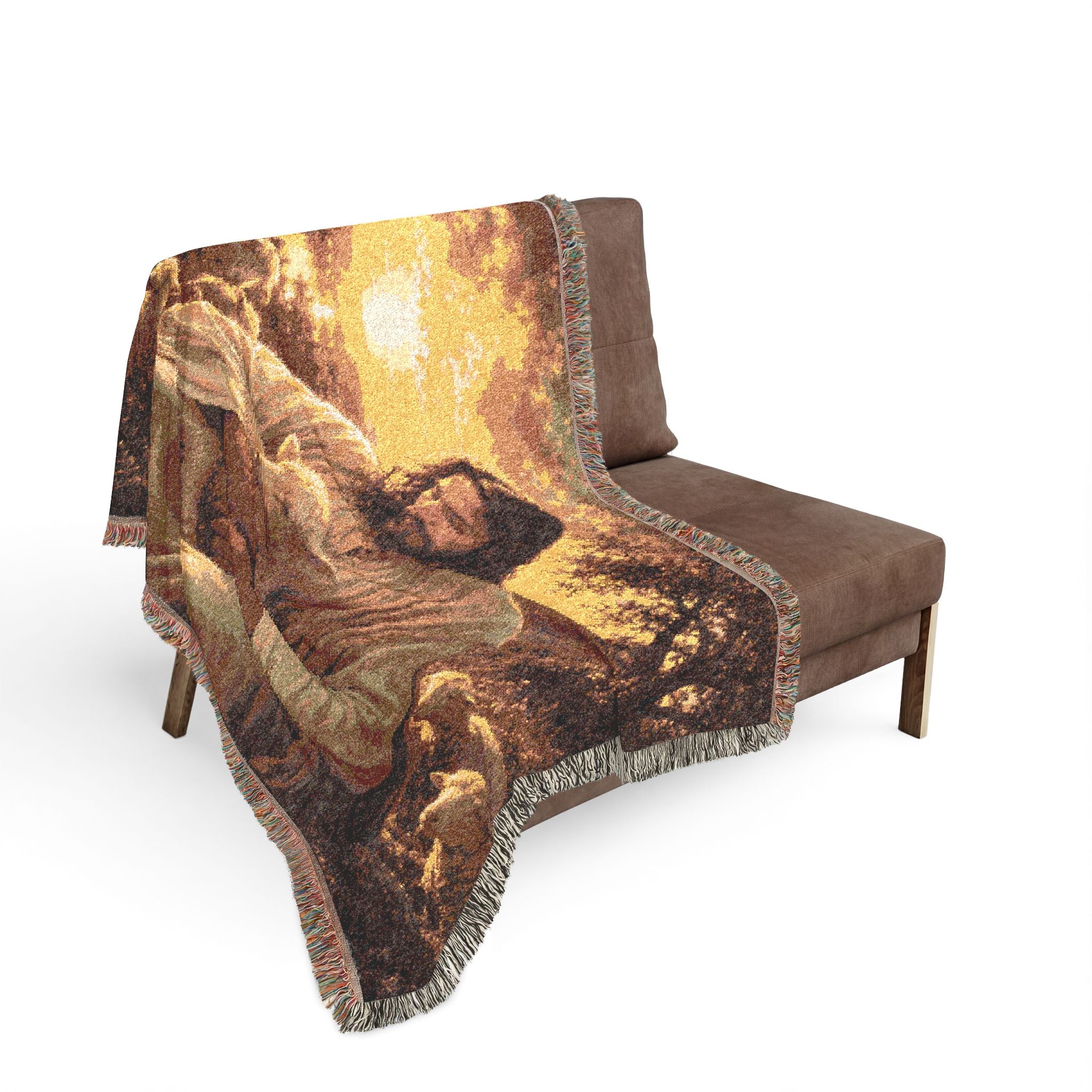 Jesus with Lamb Woven Blanket | Christian Religious Throw, Shepherd Artwork