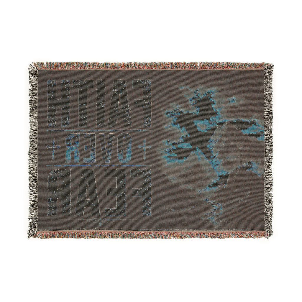Faith Over Fear Woven Blanket | Christian Inspirational Throw
