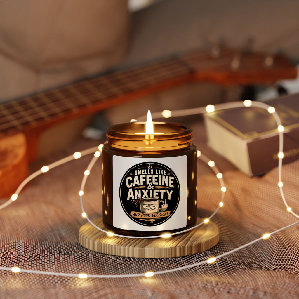 Smells Like Caffeine & Anxiety Candle Funny Gift, Coffee Lover Candle, Anxiety Gift