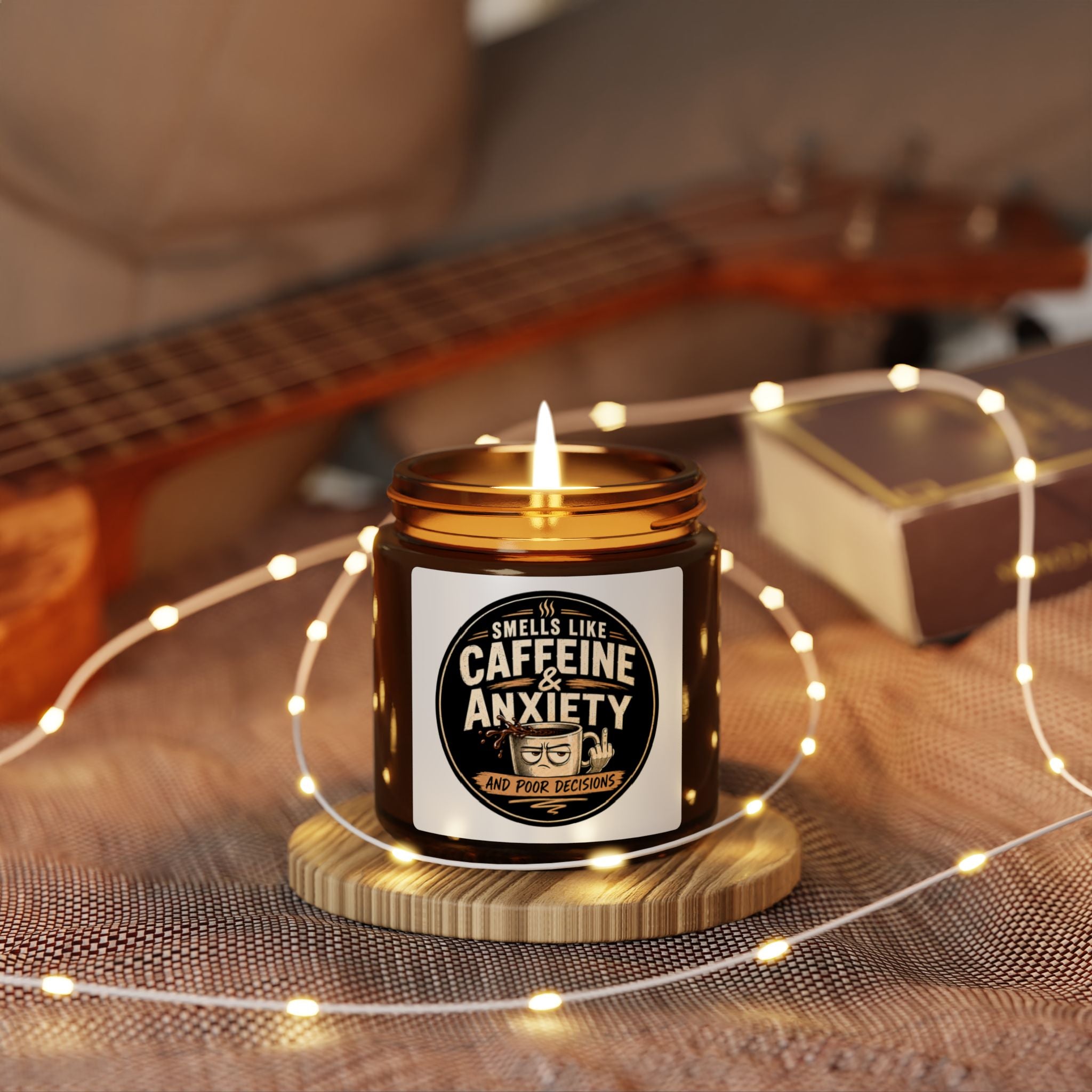 Smells Like Caffeine & Anxiety Candle Funny Gift, Coffee Lover Candle, Anxiety Gift