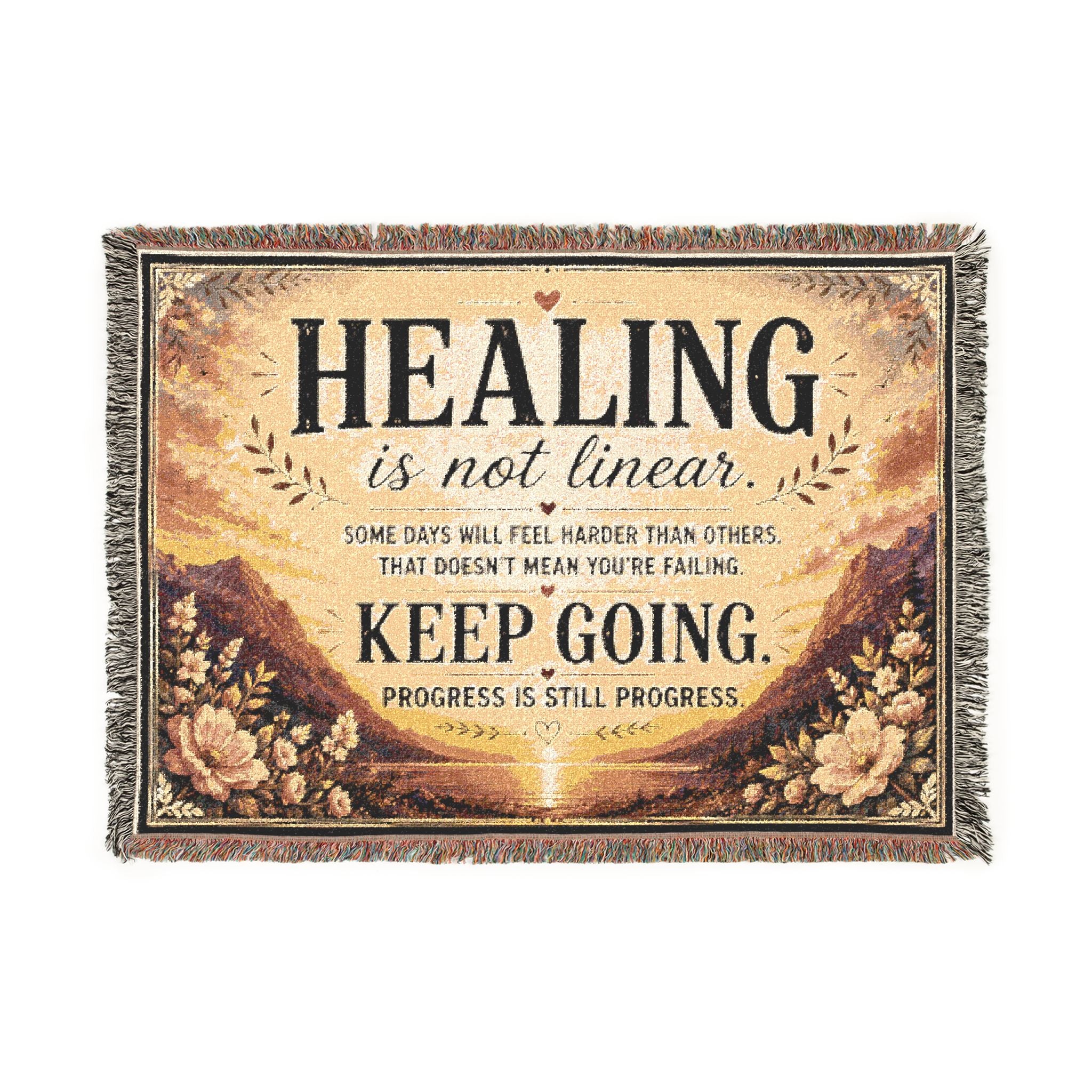 Mental Health Woven Blanket, Healing Blanket, Self Love Gift, Encouragement Blanket, Healing Is Not Linear Throw Blanket