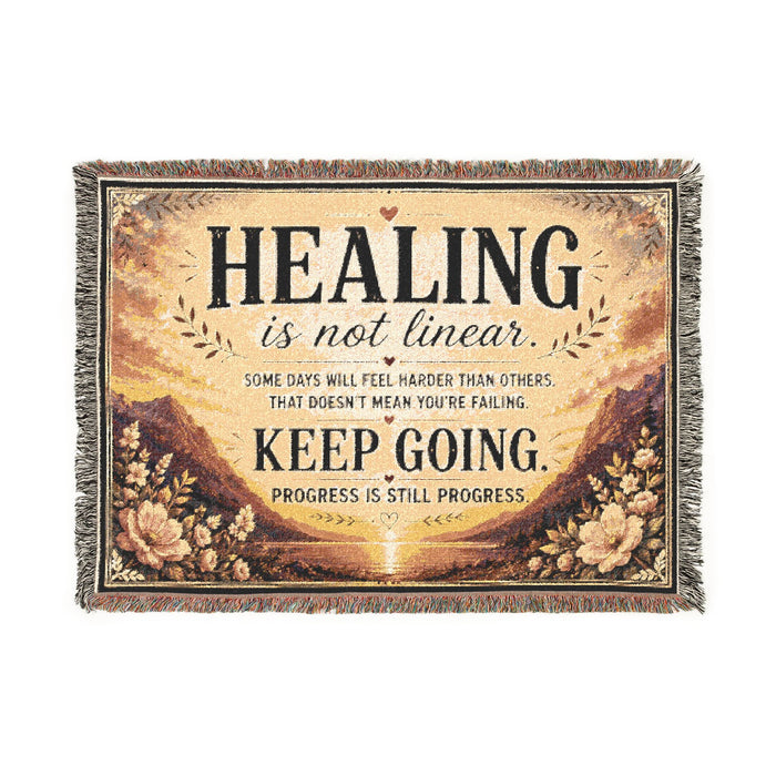Mental Health Woven Blanket, Healing Blanket, Self Love Gift, Encouragement Blanket, Healing Is Not Linear Throw Blanket