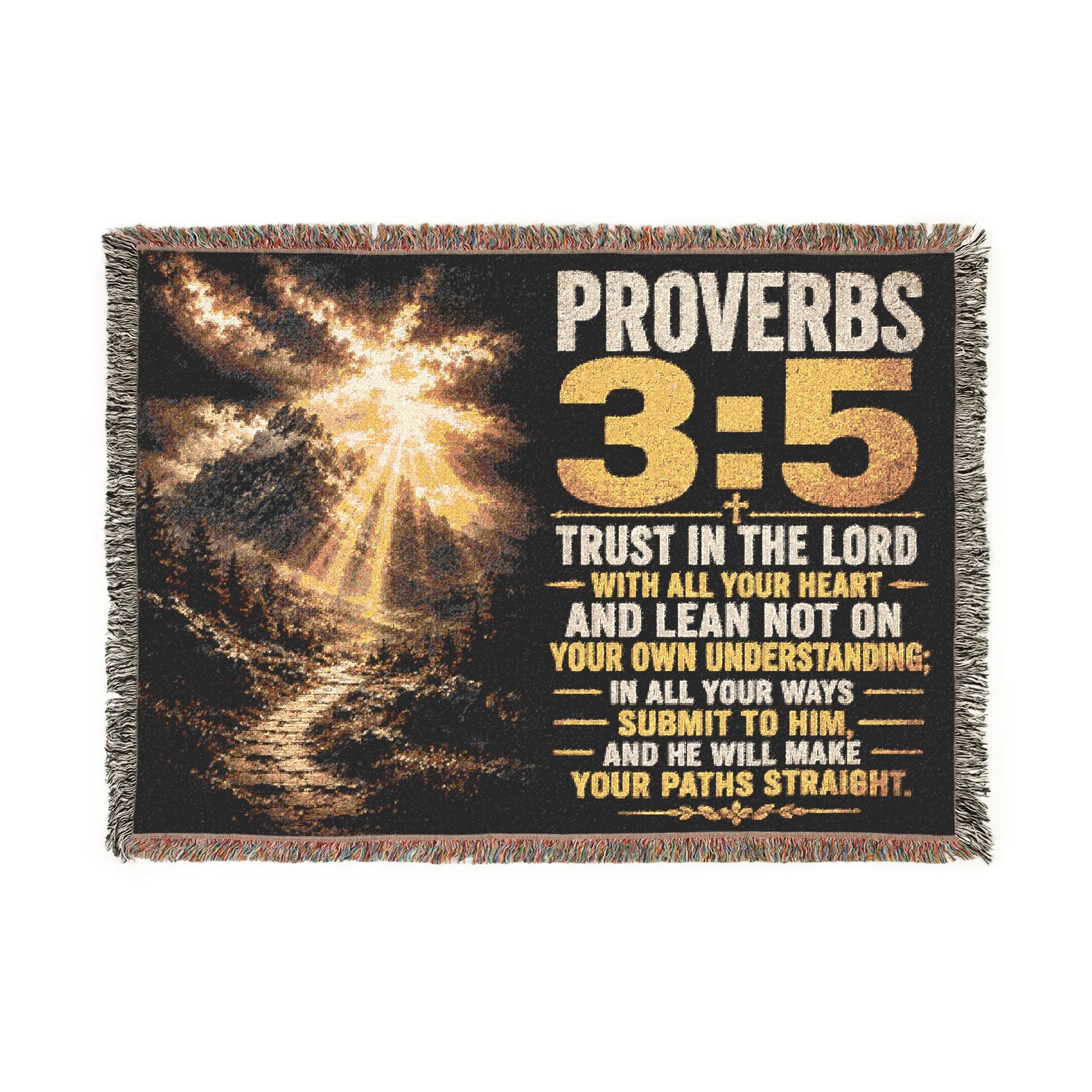 Proverbs 3:5 Scripture Woven Blanket | Trust in the Lord Bible Verse Throw