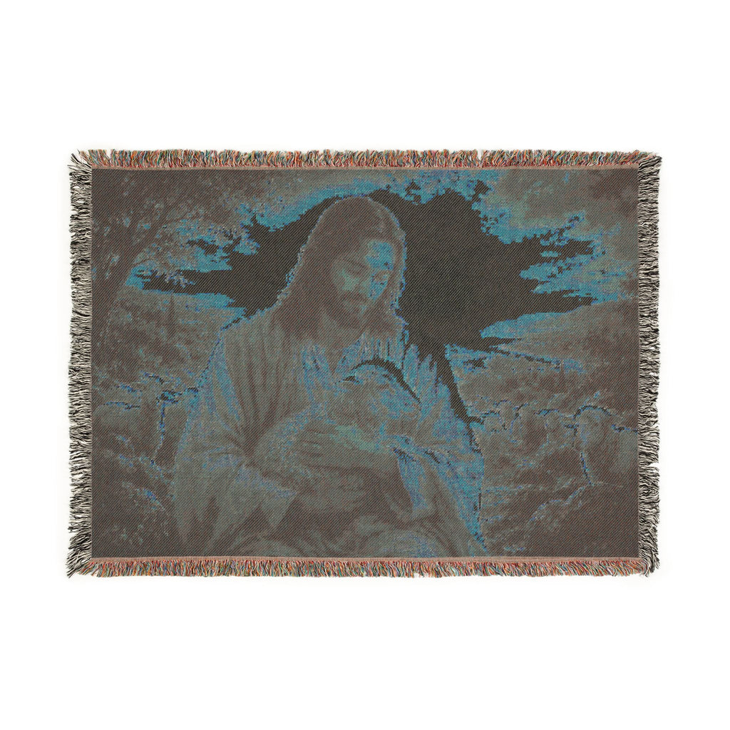 Jesus with Lamb Woven Blanket | Christian Religious Throw, Shepherd Artwork