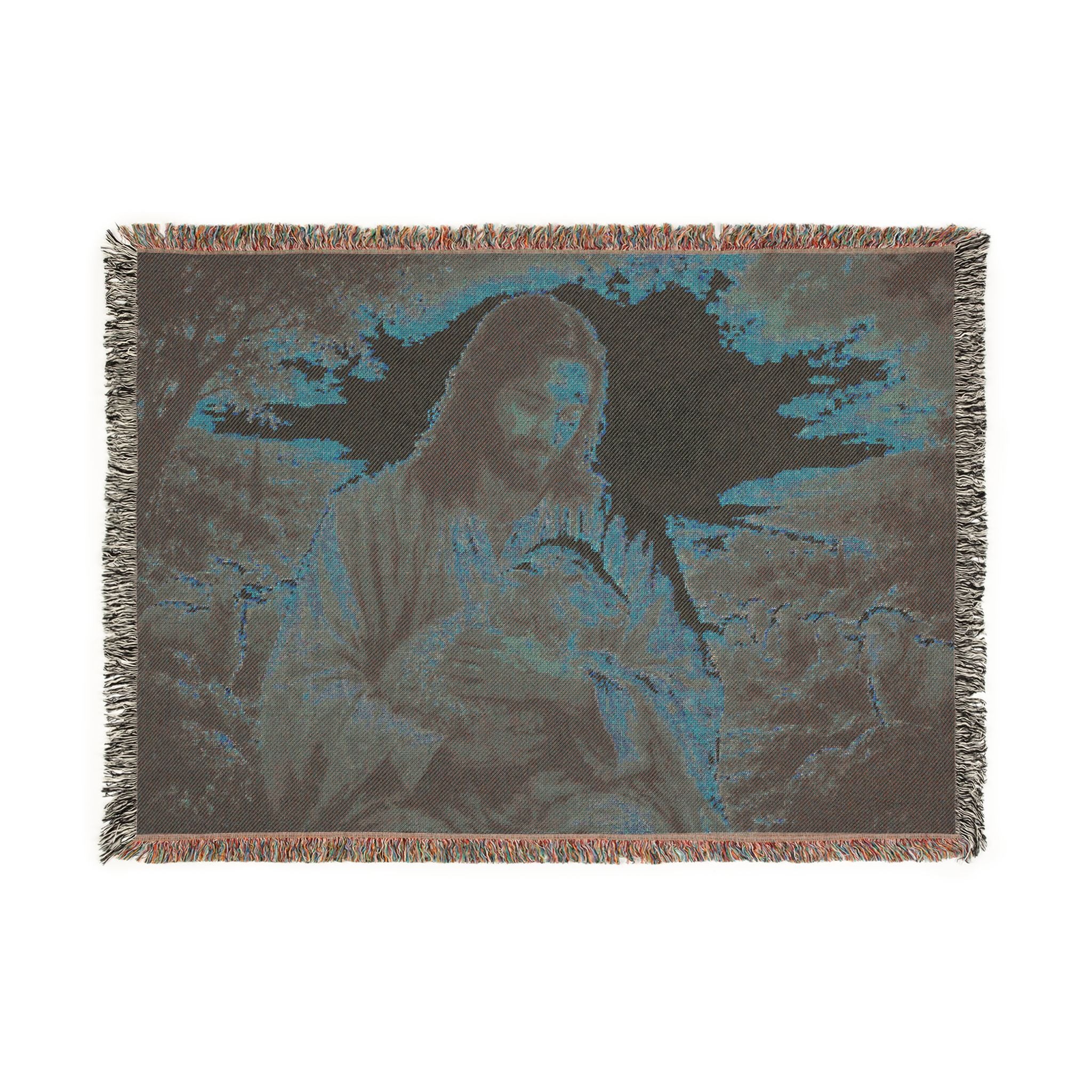 Jesus with Lamb Woven Blanket | Christian Religious Throw, Shepherd Artwork