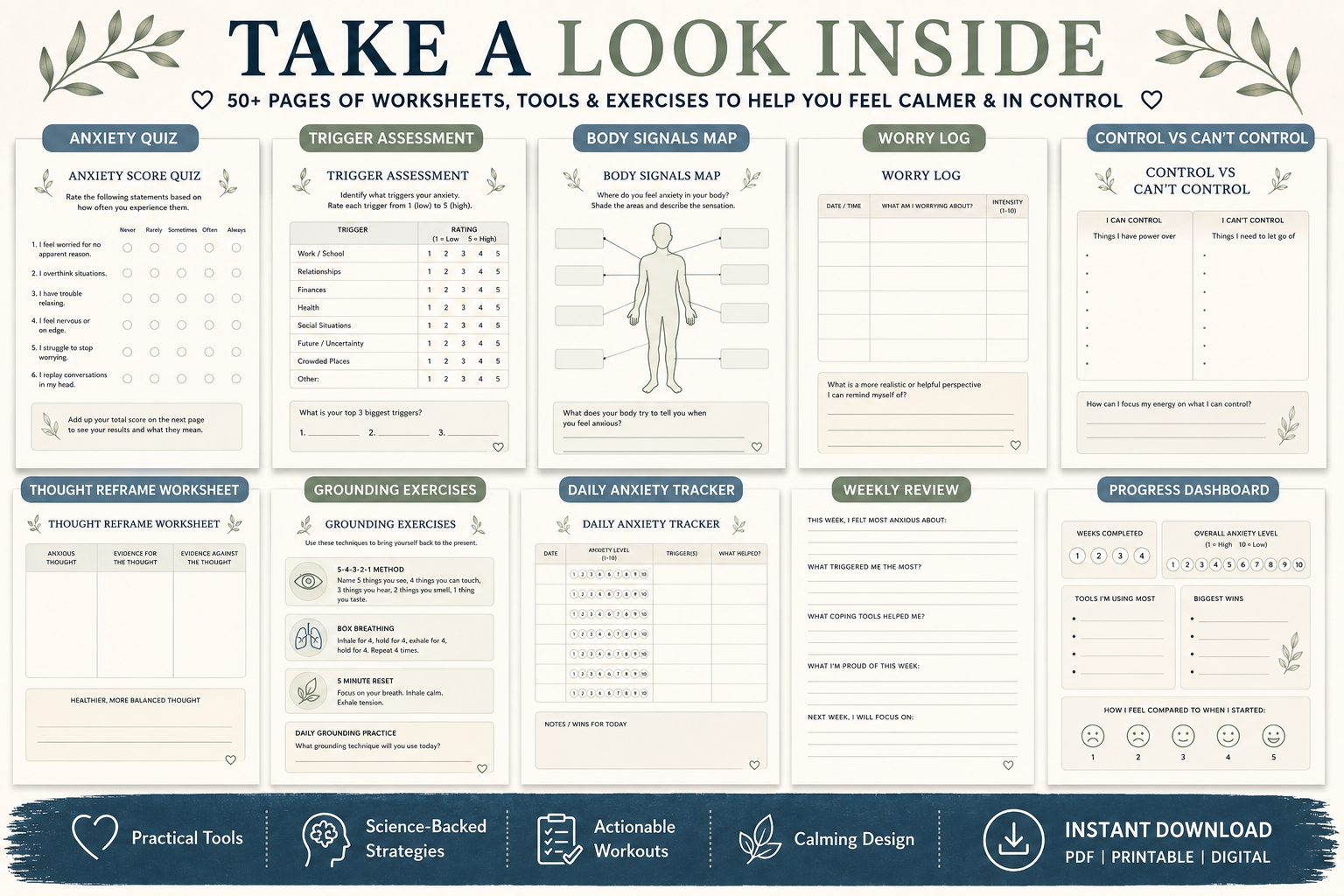 Anxiety & Overthinking Workbook